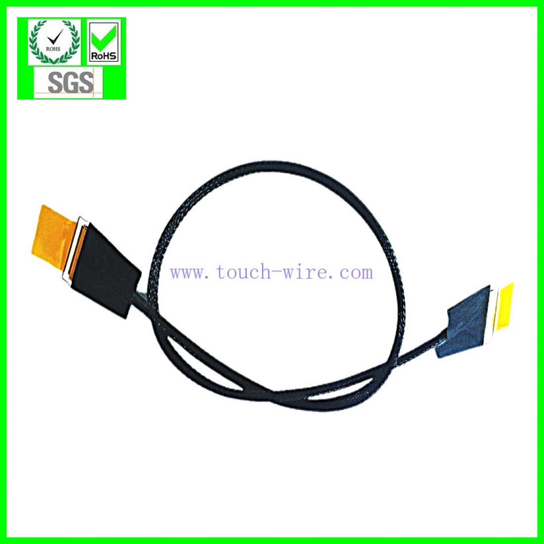 LVDS CABLE Double IPEX 20453-030T with pull bar,UL10005 40# Micro coaxial cable 