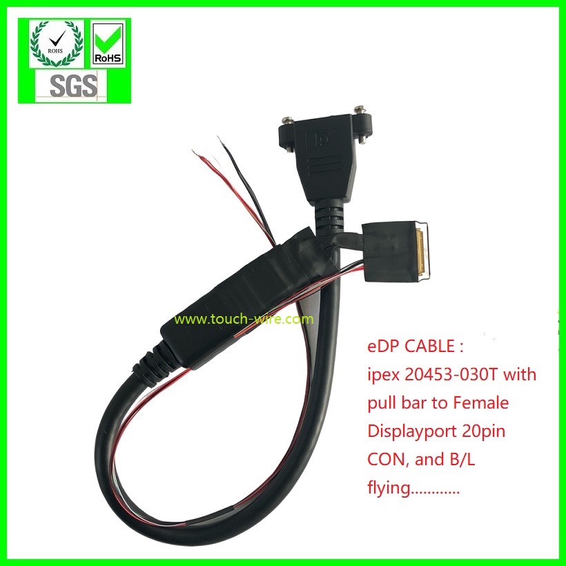 eDP Cavo,eDP kabeln, IPEX 20453-030T to Displayport male ,UL10005 36AWG 40ohm micro coaxial Cavo