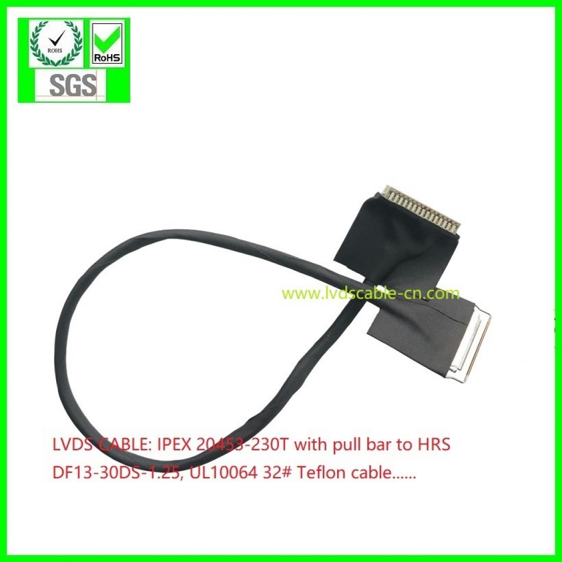 LVDS CABLE,IPEX 20453-030T to HRS DF13-30DS-1.25,UL10064 CABLE