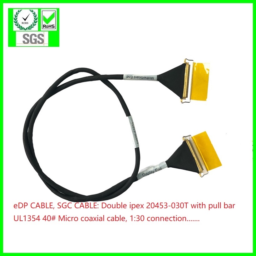 eDP CABLE,SGC CABLE, IPEX20453-030T,20455-030E,UL1354 40AWG COAXIAL CABLE