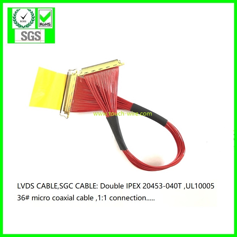 LVDS CABLE ,SGC CABLE,eDP CABLE, Double IPEX 20453-240T-01, UL1354 36# coaxial