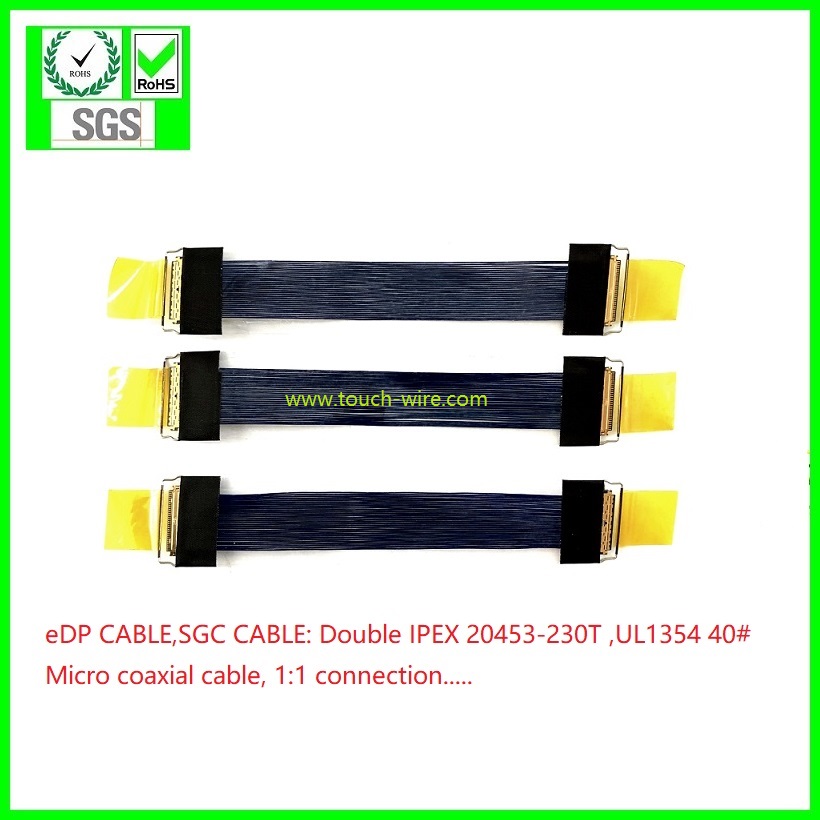 SGC CABLE/eDP CABLE  Double IPEX 20453-030T with pull bar,UL10005 coaxial cable 