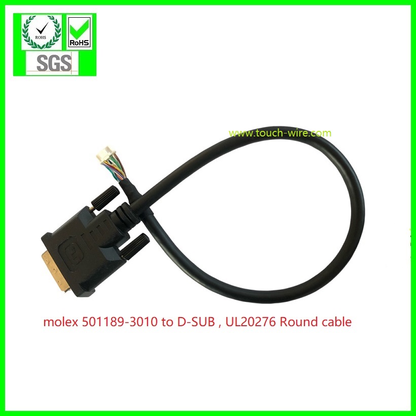 UL20276 30AWG 2*15C LVDS CABLE ,molex501189-3010  to D-SUB ,VGA CABLE